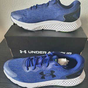 NIB Under Armour Mens Charged Rogue 3 Knit Athletic Shoe 10 Black Blue Running